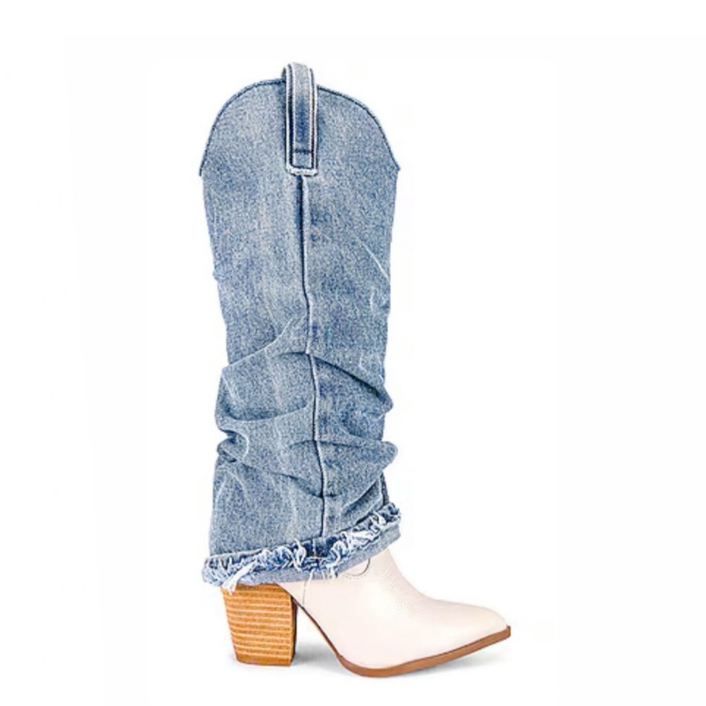 Denim Steve Madden Lassy Ruched Cuffed Boots